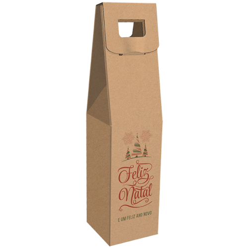 Pack de 10 - p/ 1 Garrafa de Vinho 9x9x40 cm c/ Pega - Natal Castanho